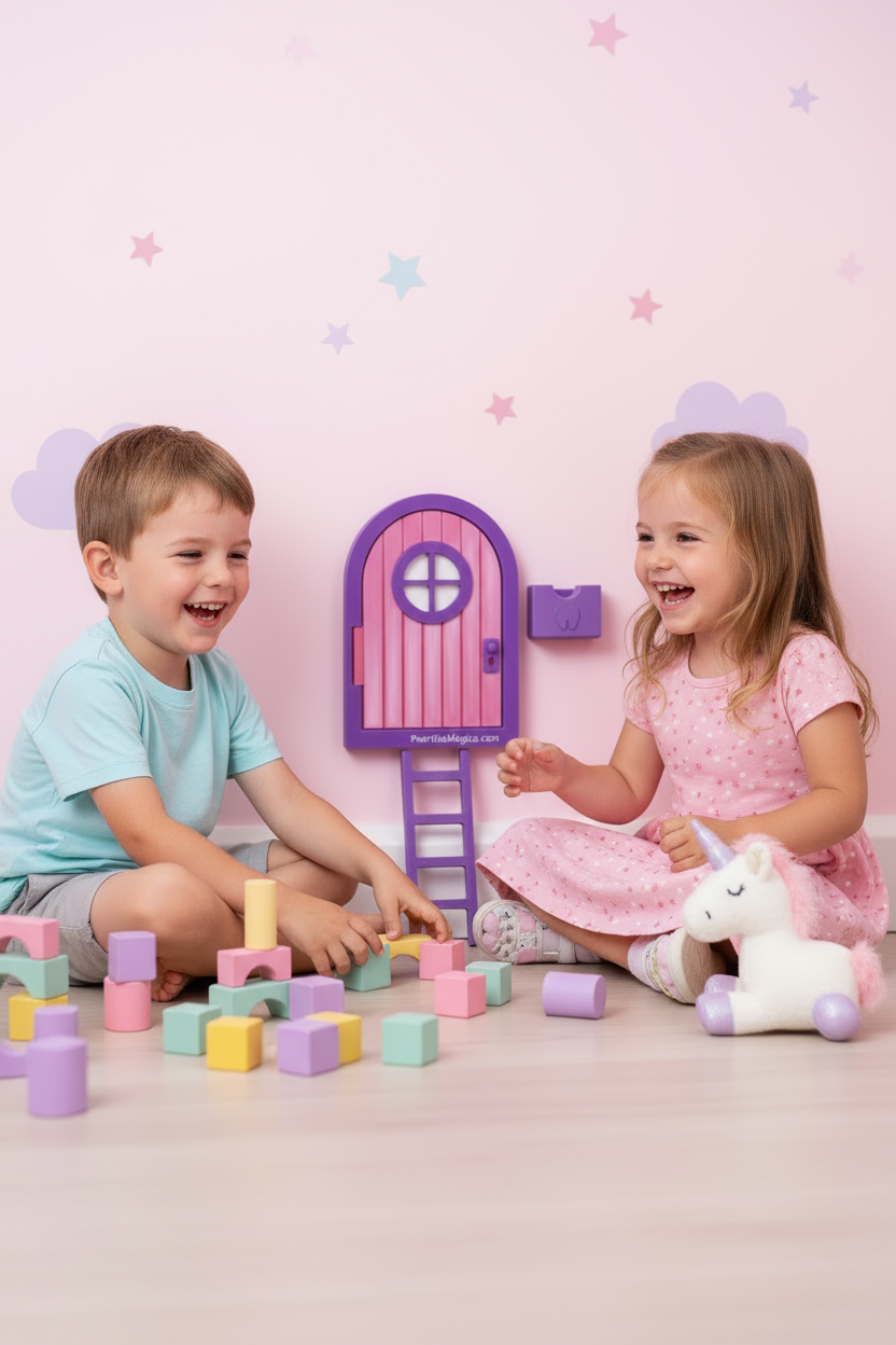 Puertita Mágica Ratón Pérez Ratón de los Dientes Hada de los Dientes (Rosa Morado)