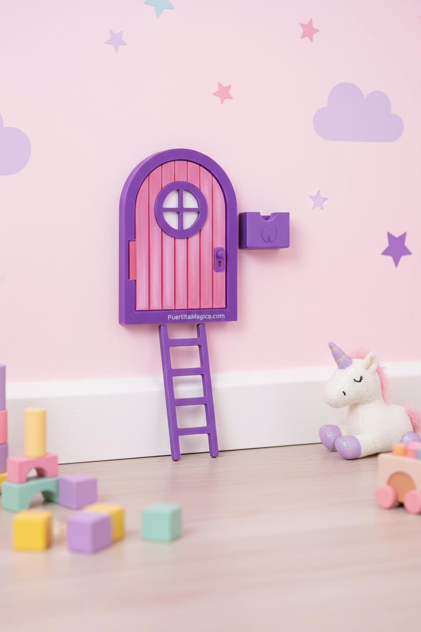 Puertita Mágica Ratón Pérez Ratón de los Dientes Hada de los Dientes (Rosa Morado)