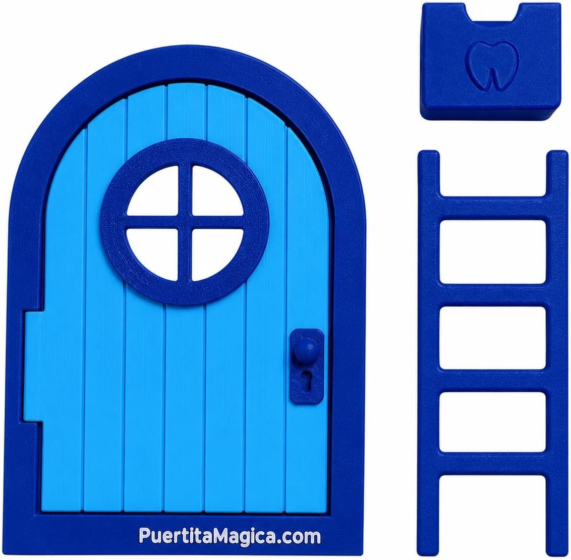 Set Puertita Mágica azul claro y azul oscuro con puerta, escalerita y buzón