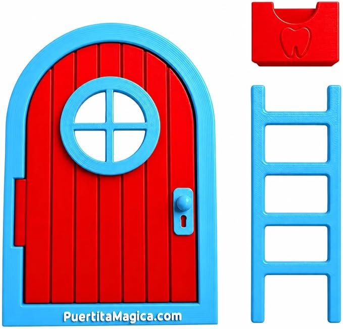 Puertita Mágica roja y azul con su escalerita y buzón